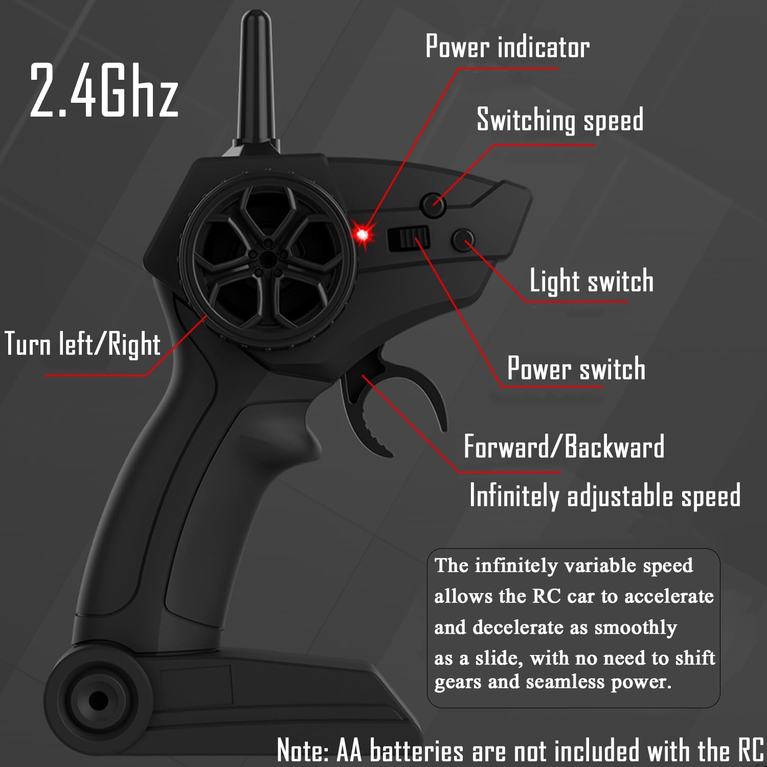 1:20 RC Drift Car 2.4GHz 4WD High Speed Drift Remote Control Cars Vehicle with LED Lights and Drifting Tires Batteries x2 Racing Sport Toy Cars for Adults Boys Girls Kids (Black 1:20)