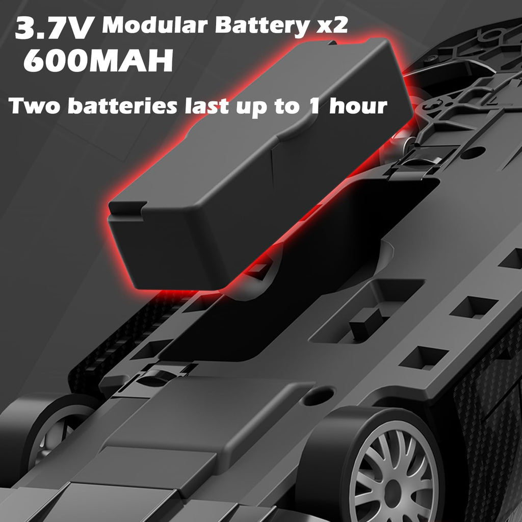 1:20 RC Drift Car 2.4GHz 4WD High Speed Drift Remote Control Cars Vehicle with LED Lights and Drifting Tires Batteries x2 Racing Sport Toy Cars for Adults Boys Girls Kids (Black 1:20)