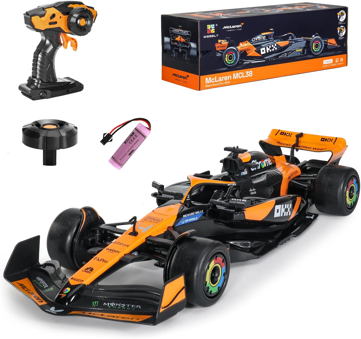 MIEBELY Authentic Licensed 1/14 McLaren F1 Remote Control Car – Formula 1 Collection RC car Series for Kids and Adults - 2.4GHz Racing Hobby Car Model Ideal Gifts for Adults Kids Boys Girls