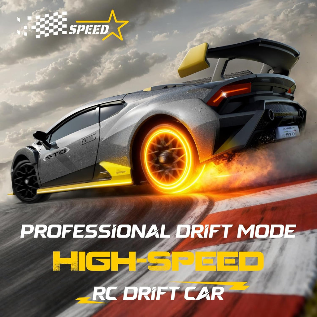 Lamborghini Remote Control Car, 1:18 Scale Officially Licensed Lamboghini Toy Car, Cool RC Cars Toys for 4 5 6 7 8 9 10 11 12 Year Old Boys Kids Adults Gifts, 15km/h Fast RC Drift Car, (Grey)