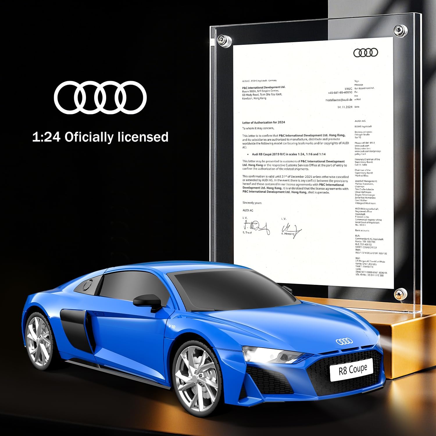 Audi Remote Control Car, 1:24 Scale Electric Sport Racing Hobby Toy Car Audi Model Vehicle for Boys Girls Birthday Gifts（Blue）