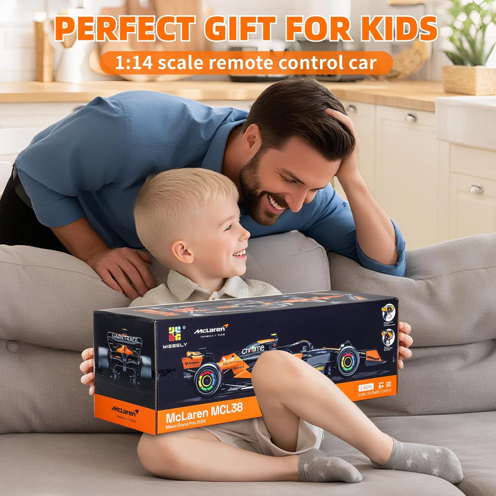 MIEBELY Authentic Licensed 1/14 McLaren F1 Remote Control Car – Formula 1 Collection RC car Series for Kids and Adults - 2.4GHz Racing Hobby Car Model Ideal Gifts for Adults Kids Boys Girls
