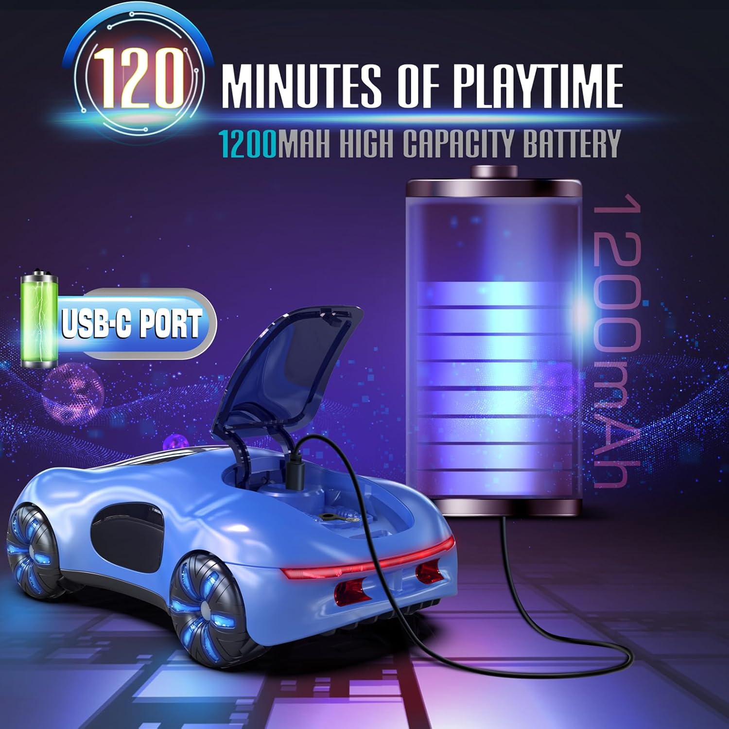 Gesture Sensing Remote Control Car, Drift RC Stunt Car with Light Spray & Sound, 2.4GHz Hobby RC Cars Toy for Kids, 360° Rotate, Birthday Gifts for Boys Girls 4-12