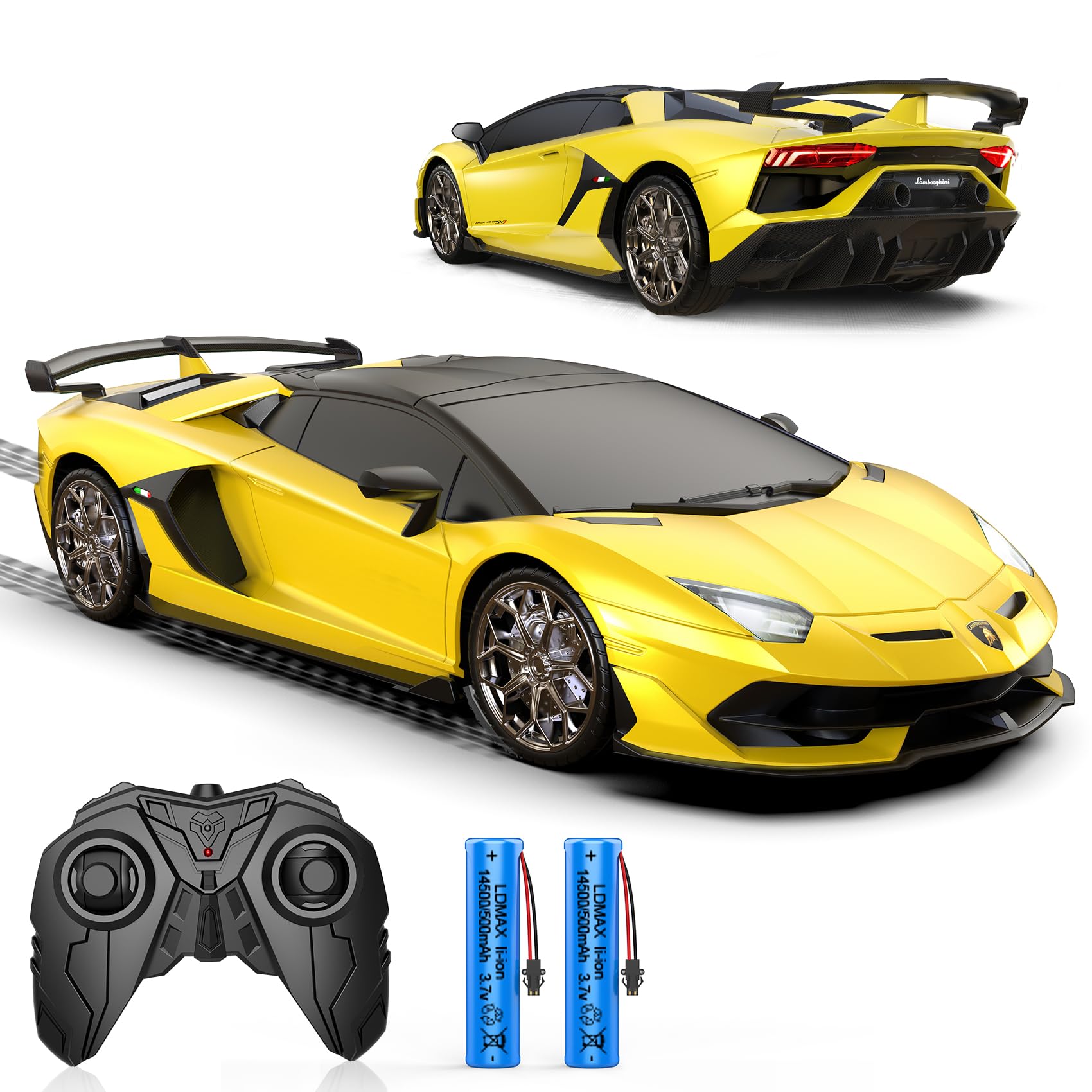 Remote Control Car for Lamborghini, Officially Licensed 1:16 Scale Lambo Hobby Rc Cars with Headlight, 2.4GHz Race Car Toys for Boy Girl 4-12 Years Old, 12Km/h, Birthday Gift