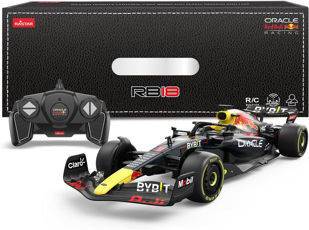 RASTAR Red Bull F1 1/18 Scale RC Car - 2022 Oracle Racing Remote Control Formula 1 RB18 Sergio Perez Model - Dark Blue 2.4G for Kids Adults