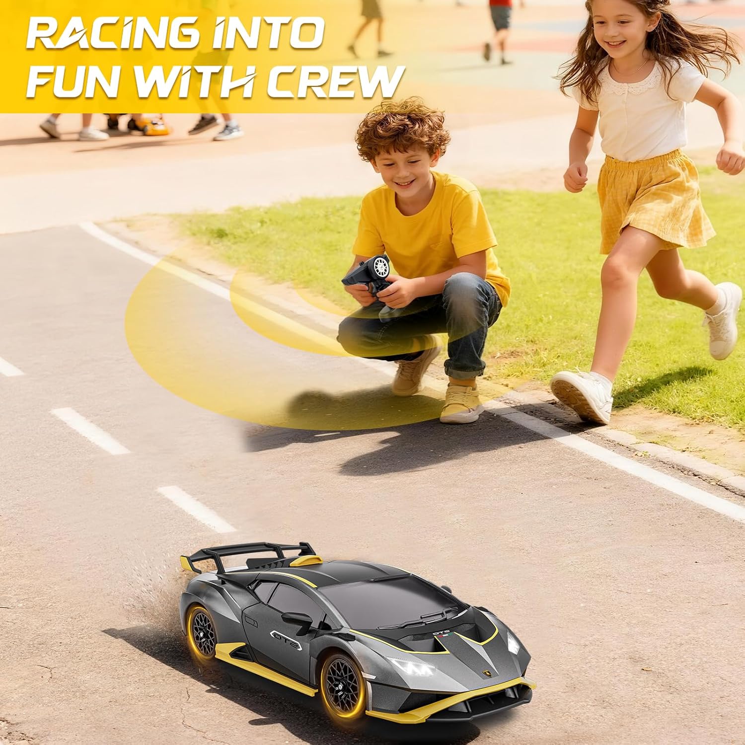 Lamborghini Remote Control Car, 1:18 Scale Officially Licensed Lamboghini Toy Car, Cool RC Cars Toys for 4 5 6 7 8 9 10 11 12 Year Old Boys Kids Adults Gifts, 15km/h Fast RC Drift Car, (Grey)
