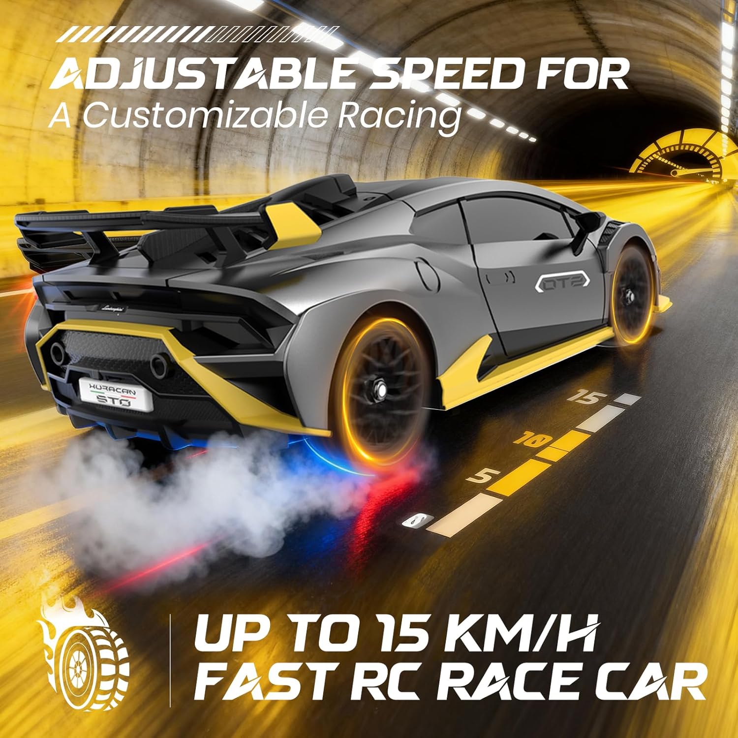 Lamborghini Remote Control Car, 1:18 Scale Officially Licensed Lamboghini Toy Car, Cool RC Cars Toys for 4 5 6 7 8 9 10 11 12 Year Old Boys Kids Adults Gifts, 15km/h Fast RC Drift Car, (Grey)