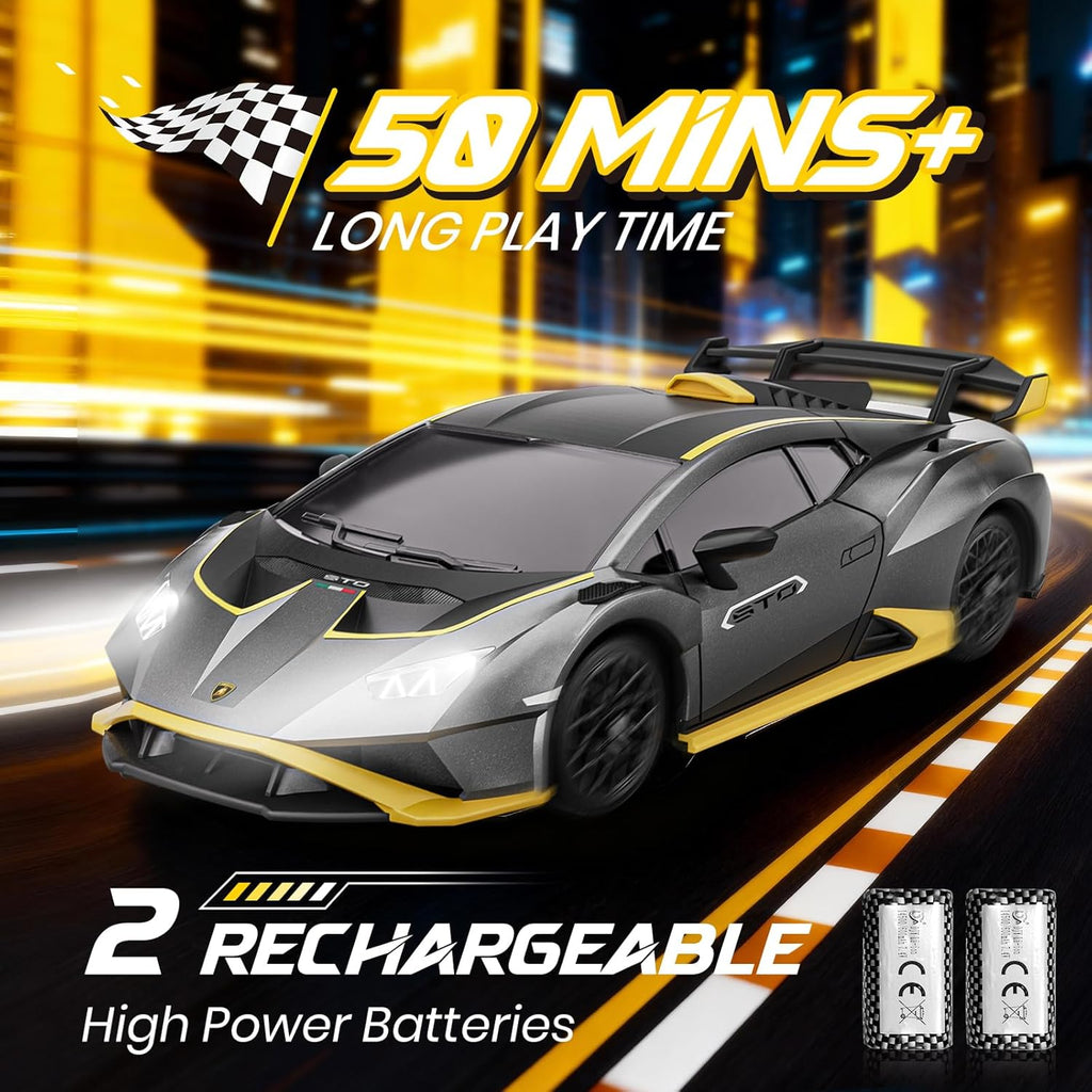 Lamborghini Remote Control Car, 1:18 Scale Officially Licensed Lamboghini Toy Car, Cool RC Cars Toys for 4 5 6 7 8 9 10 11 12 Year Old Boys Kids Adults Gifts, 15km/h Fast RC Drift Car, (Grey)